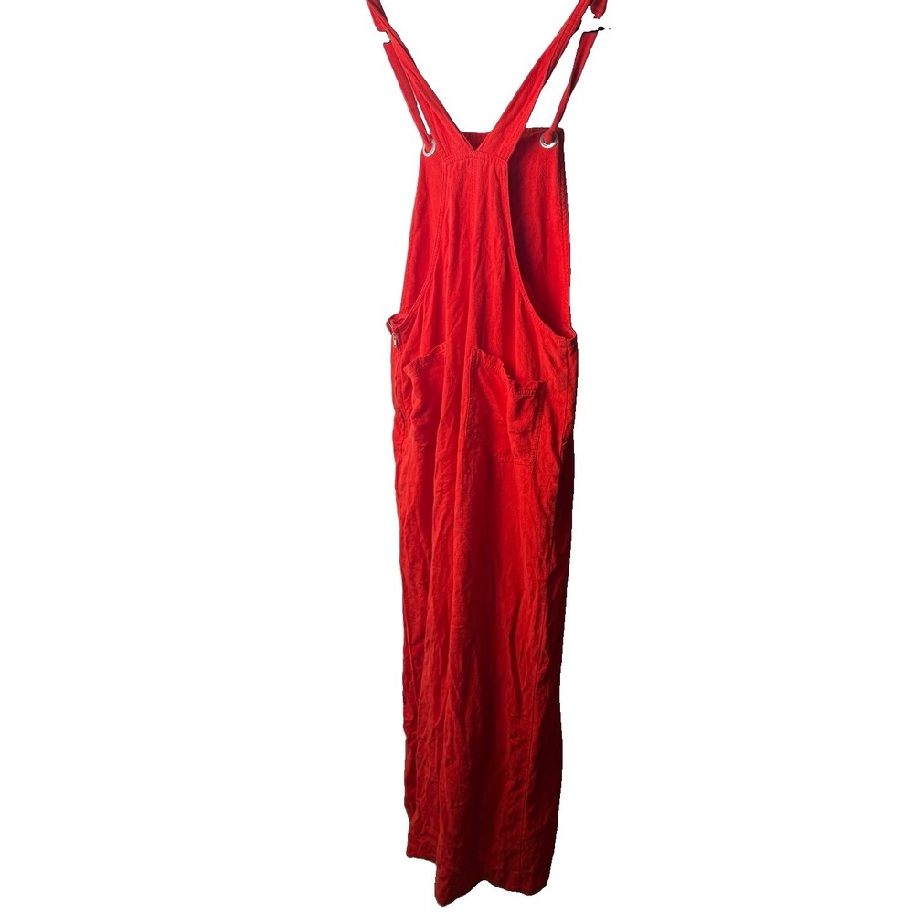 By Anthropologie Womens Jumpsuit Small Red Wide Leg Overalls Utility Boho